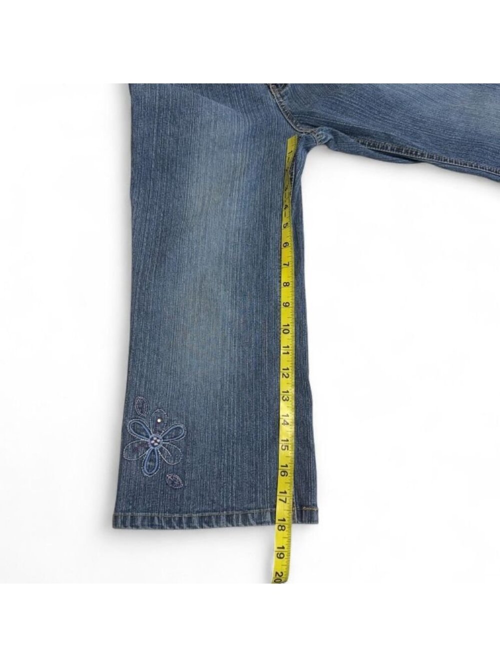 Vintage Y2K Circo Floral Embroidered Cropped Jeans Capris Youth Girls 10/12 - Picture 7 of 7